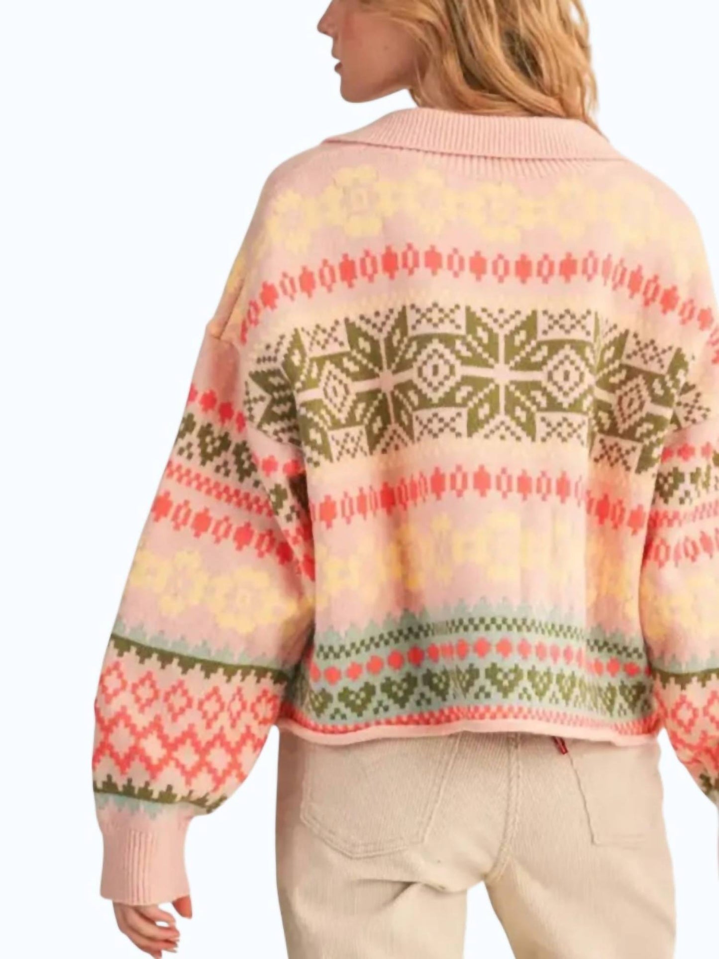 &Merci - Ribbed Collared Neckline Cardigan