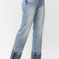 Judy Blue - Vintage Plaid Cuff Straight Leg Jean