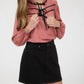 Blu Pepper - Ribbon Bow Tie Yoke Long Sleeve Top