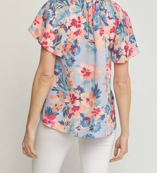 Entro - Floral Potter Sleeve Shirt