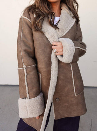 Active Basic - Fur-lined Faux Leather Coat