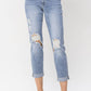 Judy Blue - Mid Rise Double Cuff Destroyed Boyfriend Denim Jeans