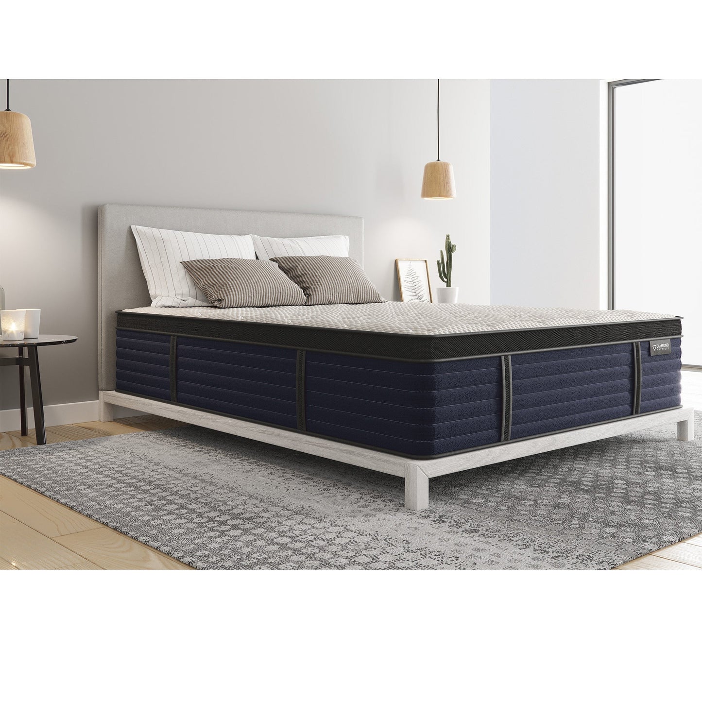 Diamond Hughes King Size Latex Hybrid Mattress with Luxurious Euro-Top and Zoned Coil Support