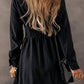 Little Daisy Closet - Elastic Cinched High Waist Long Sleeve Shirt Mini Dress