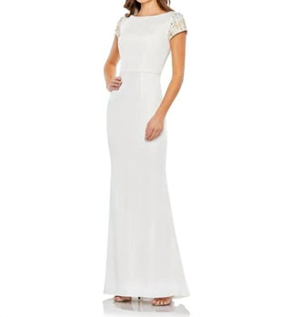 Ieena For Mac Duggal - Beaded Cap Sleeve Column Dress