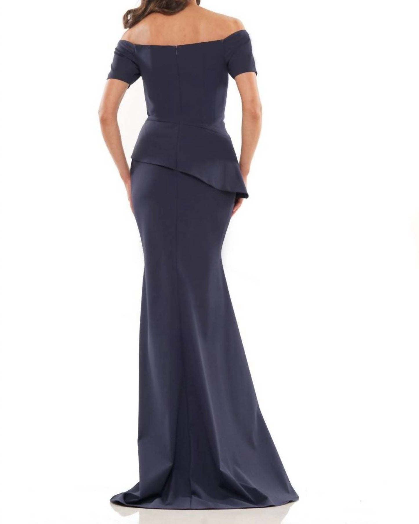 Colors Dress - Off-shoulder Beaded Peplum Mermaid Gown