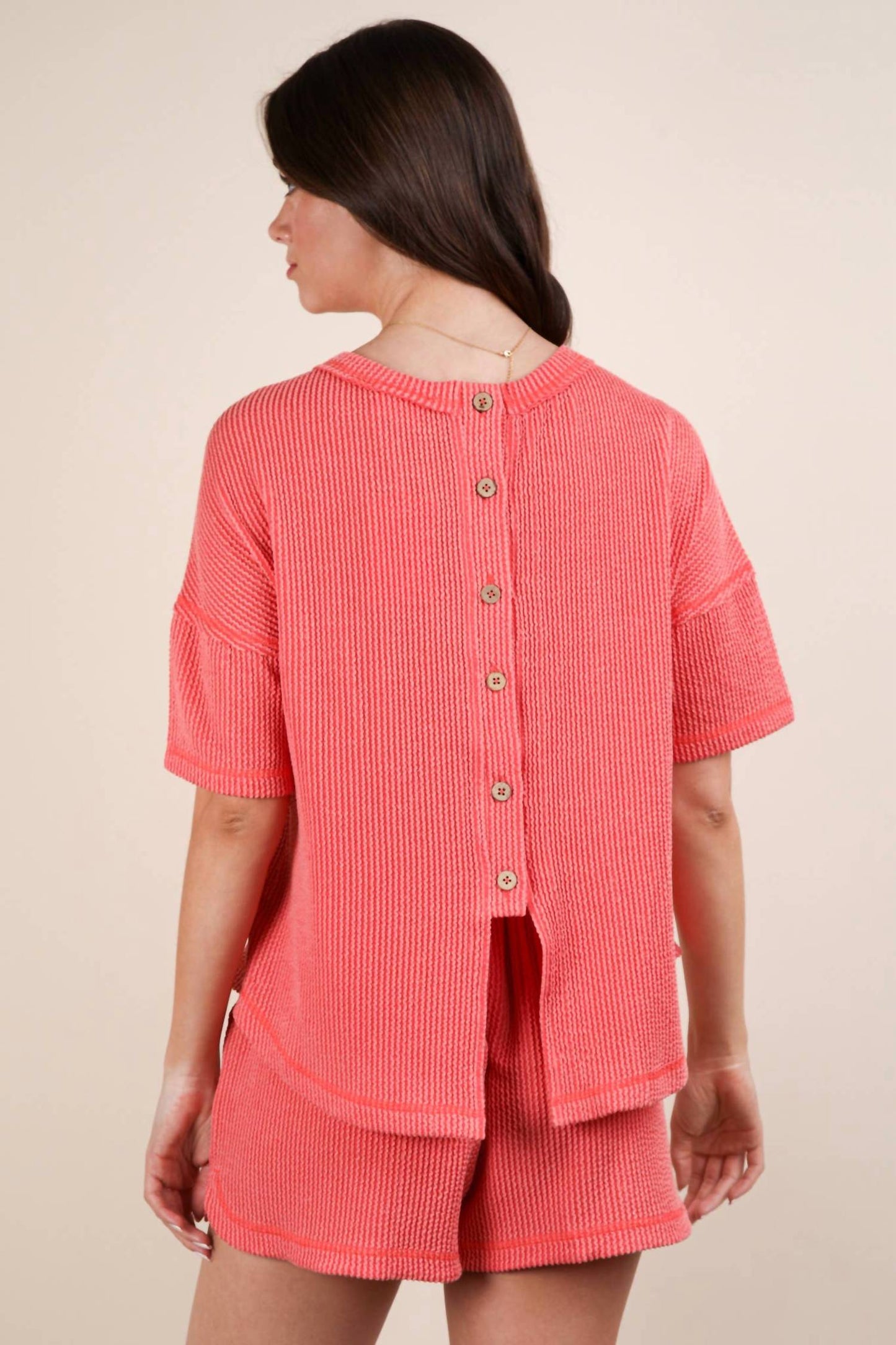 Very J - Oversized Two Tone Double Knit Top & Shorts