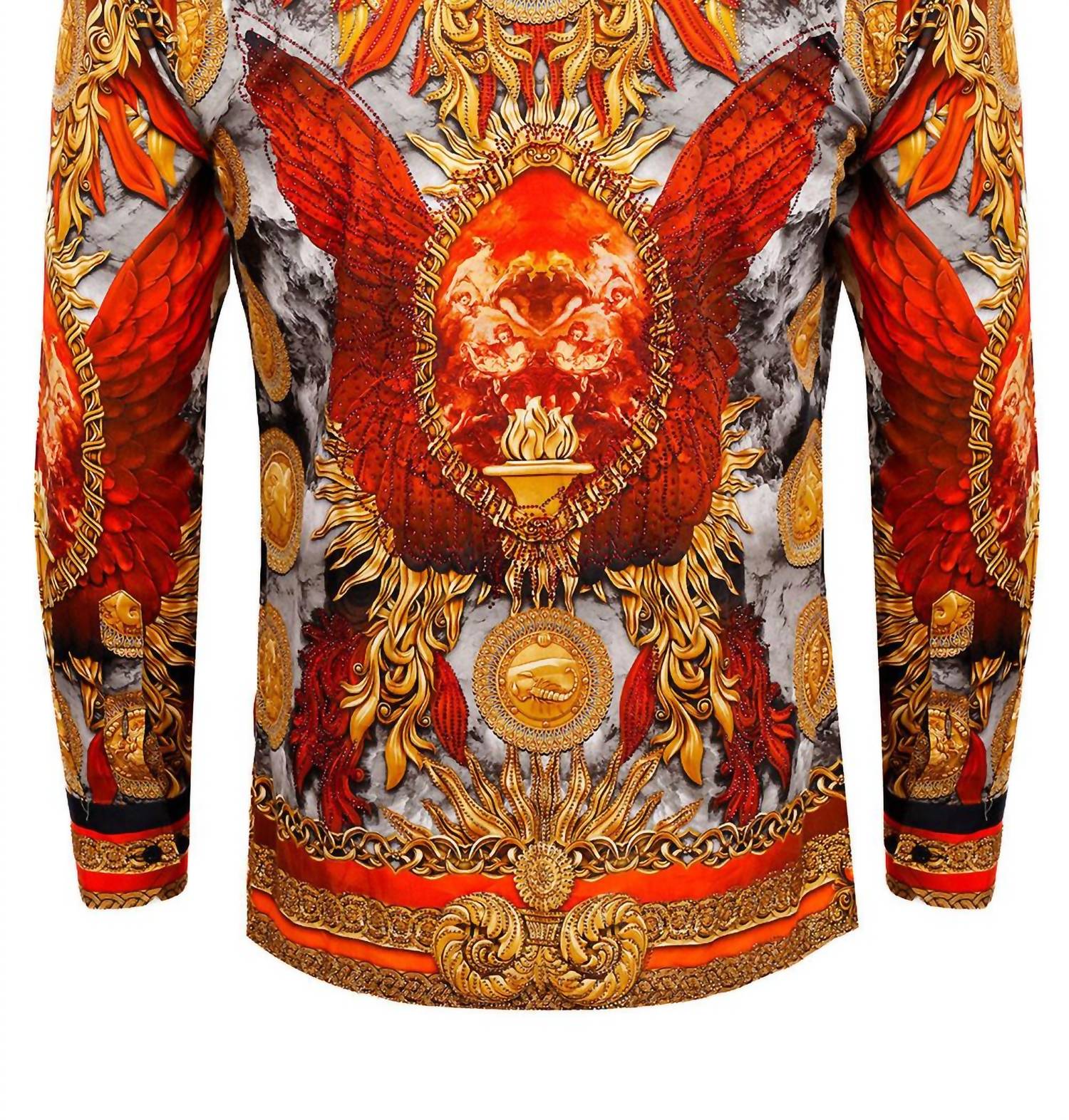 Barabas - Men's Striking Look Rhinestone Long Sleeve Shirt