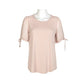 Adrianna Papell Crew Neck Clip Dot Short Sleeve with Tie Solid Knit Moss Crepe Top-PEARL BLUSH / S