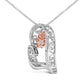 14K Rose Gold Plated Sterling Silver 1/10 Cttw Diamond Paw & Heart Pendant Necklace