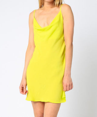 Olivaceous - Neon Cowl Neck Mini Dress