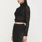 Enza Costa - Puckered Lace Long Sleeve Mockneck