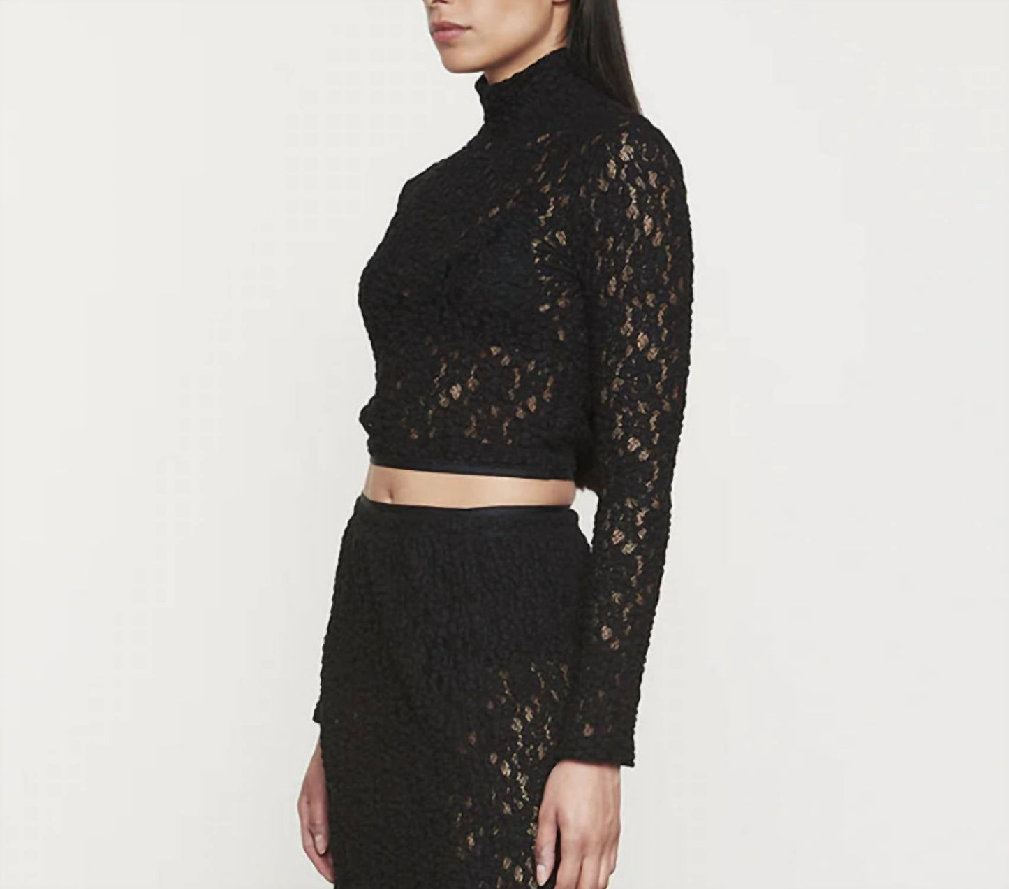 Enza Costa - Puckered Lace Long Sleeve Mockneck