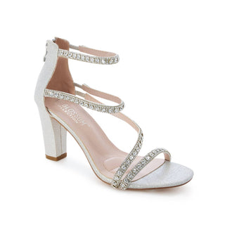 De Blossom Collection - Eden-15 Silver Strappy Rhinestone Heels