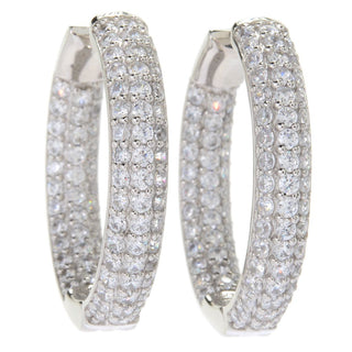 Brilliante Choice of Size Simulated Diamond Inside Out Hoop Earrings
