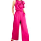 Women's Draped Neck Satin Jumpsuit