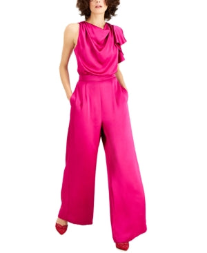 Women's Draped Neck Satin Jumpsuit