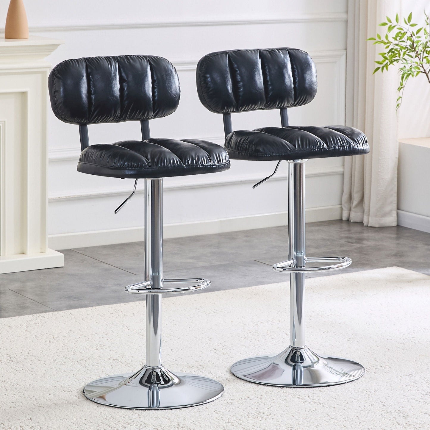 Adjustable Height Bar Stools With Footrest For Kitchen Island (Set of 2)