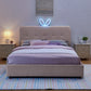 Queen Size Kids Upholstered Bed with Rabbit Ear Headboard & Storage