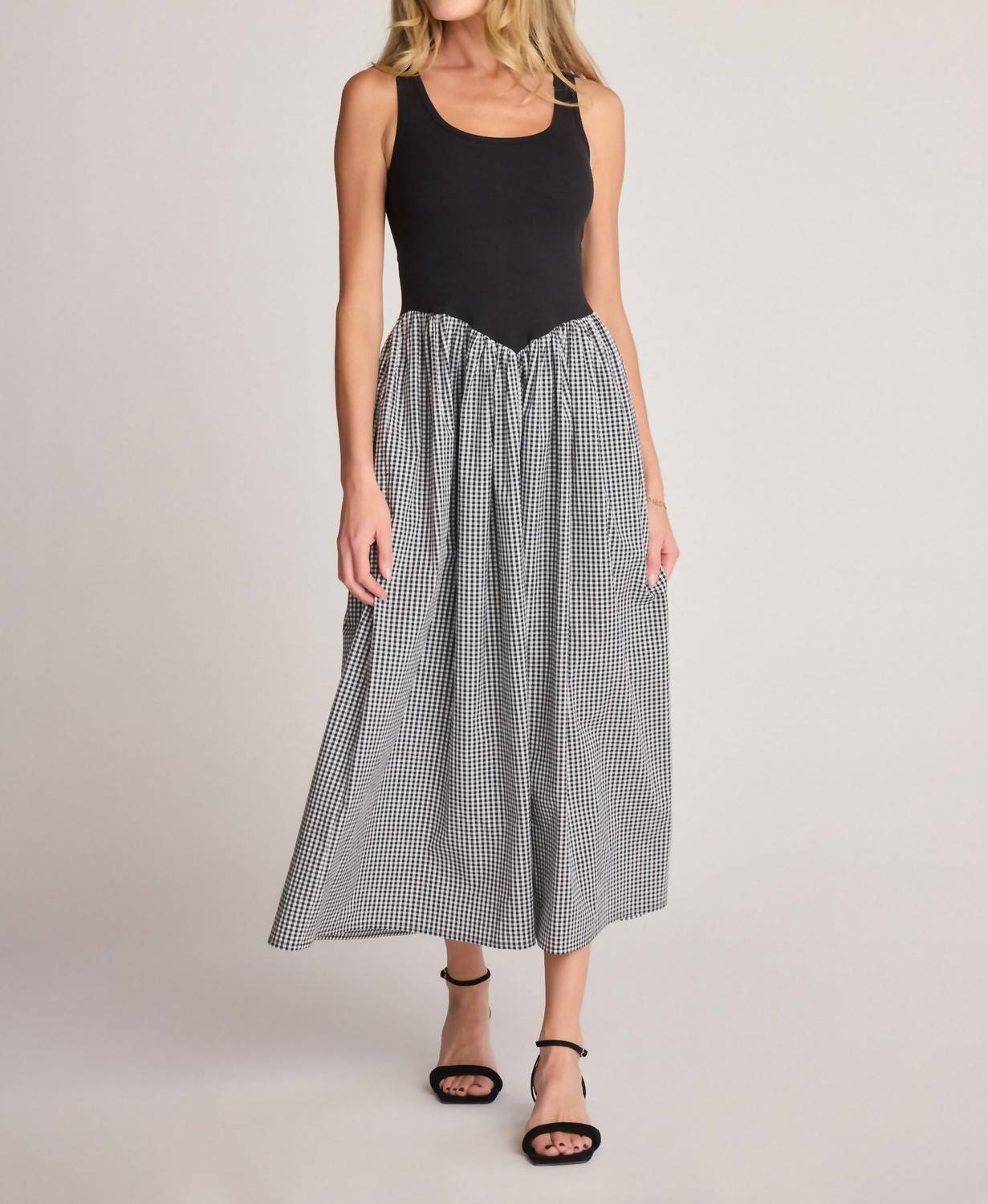 Sunday Ritual - Women's Gingham Panel Midi Dress