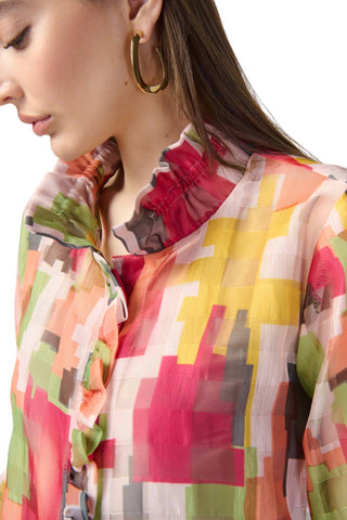 Joseph Ribkoff - Geo Print Ruffled Jacket