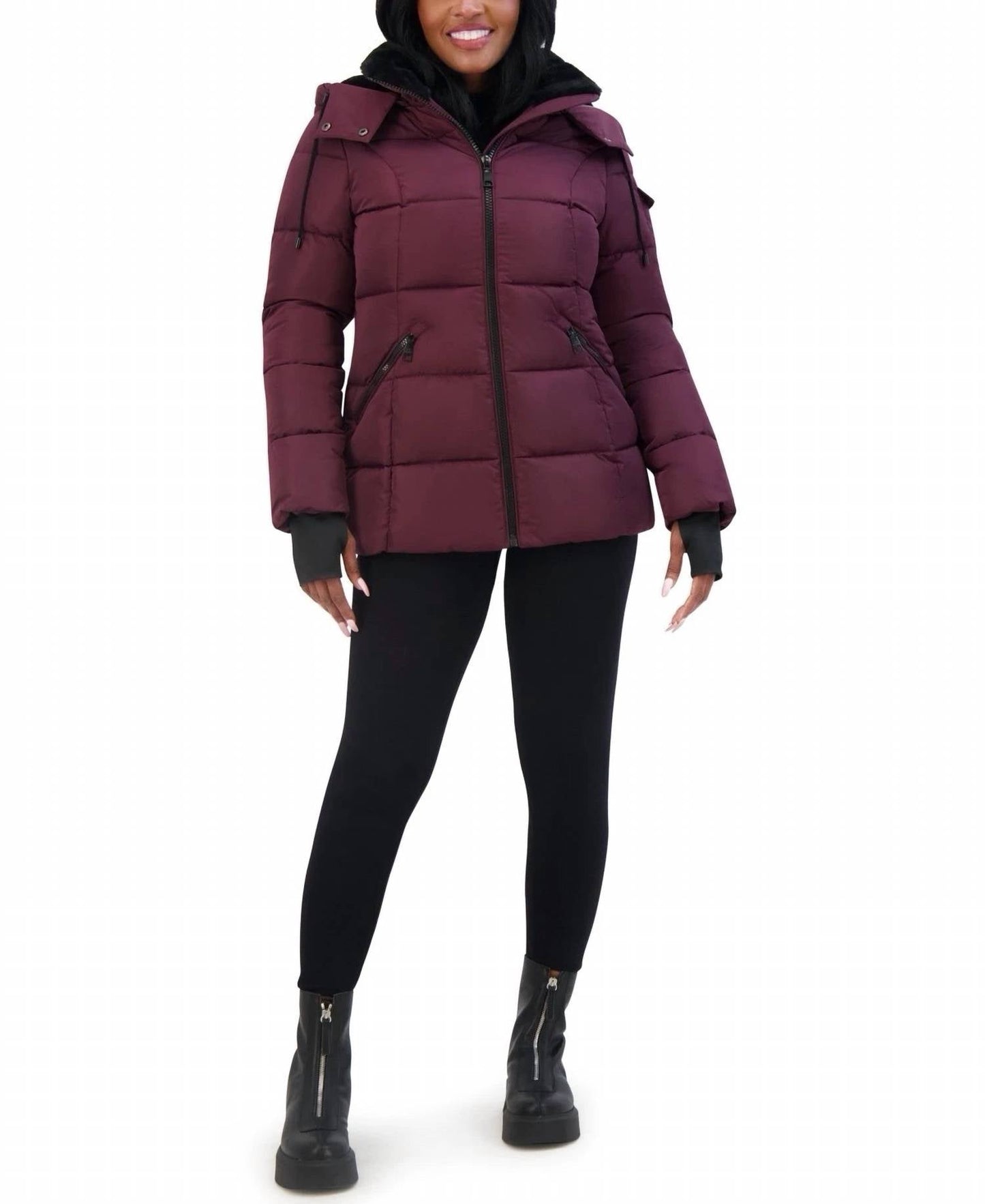 Steve Madden - Juniors Faux-fur-lined Hooded Puffer Coat