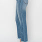 Risen - Mid-Rise Raw Hem Straight Jeans