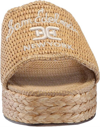 Sam Edelman - Women's Camila Raffia Squared Open Toe Slip On Wedge Heeled Sandals
