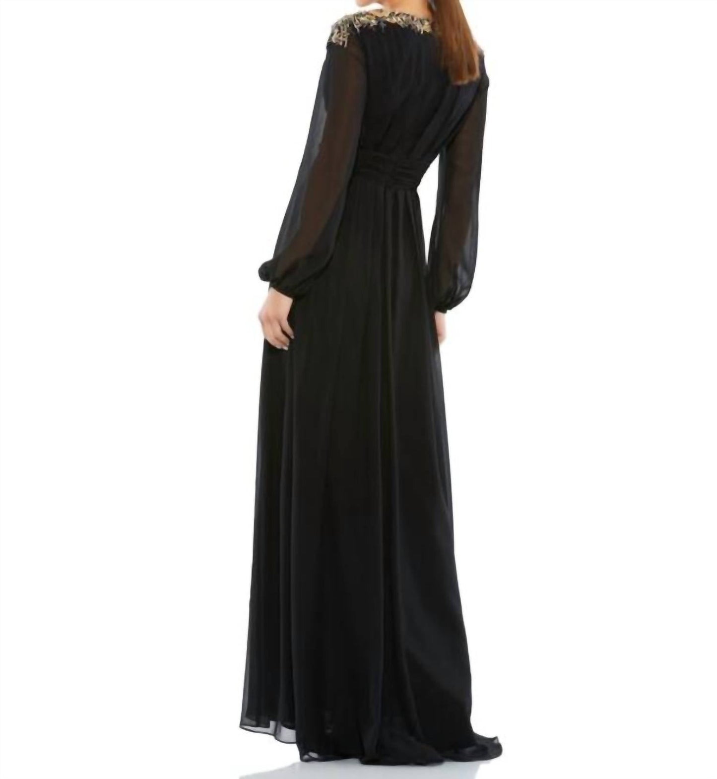Mac Duggal - Embellished Shoulder Blouson Sleeve Formal Gown