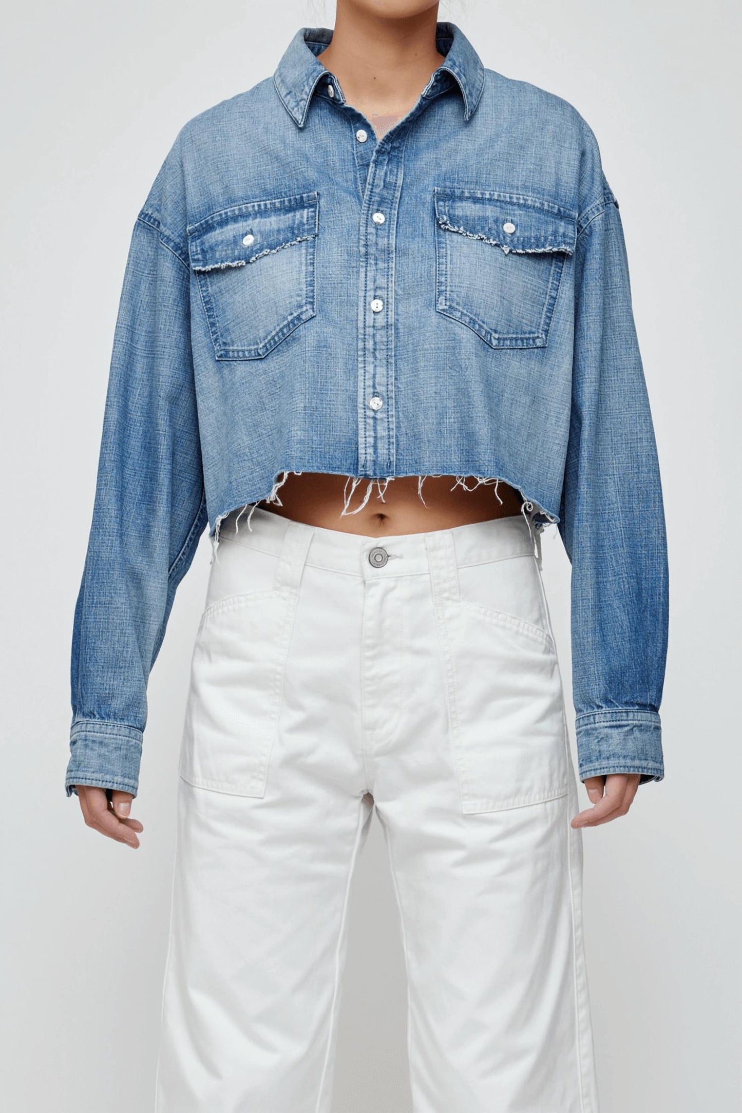 Moussy - Manorhaven Cropped Denim Shirt