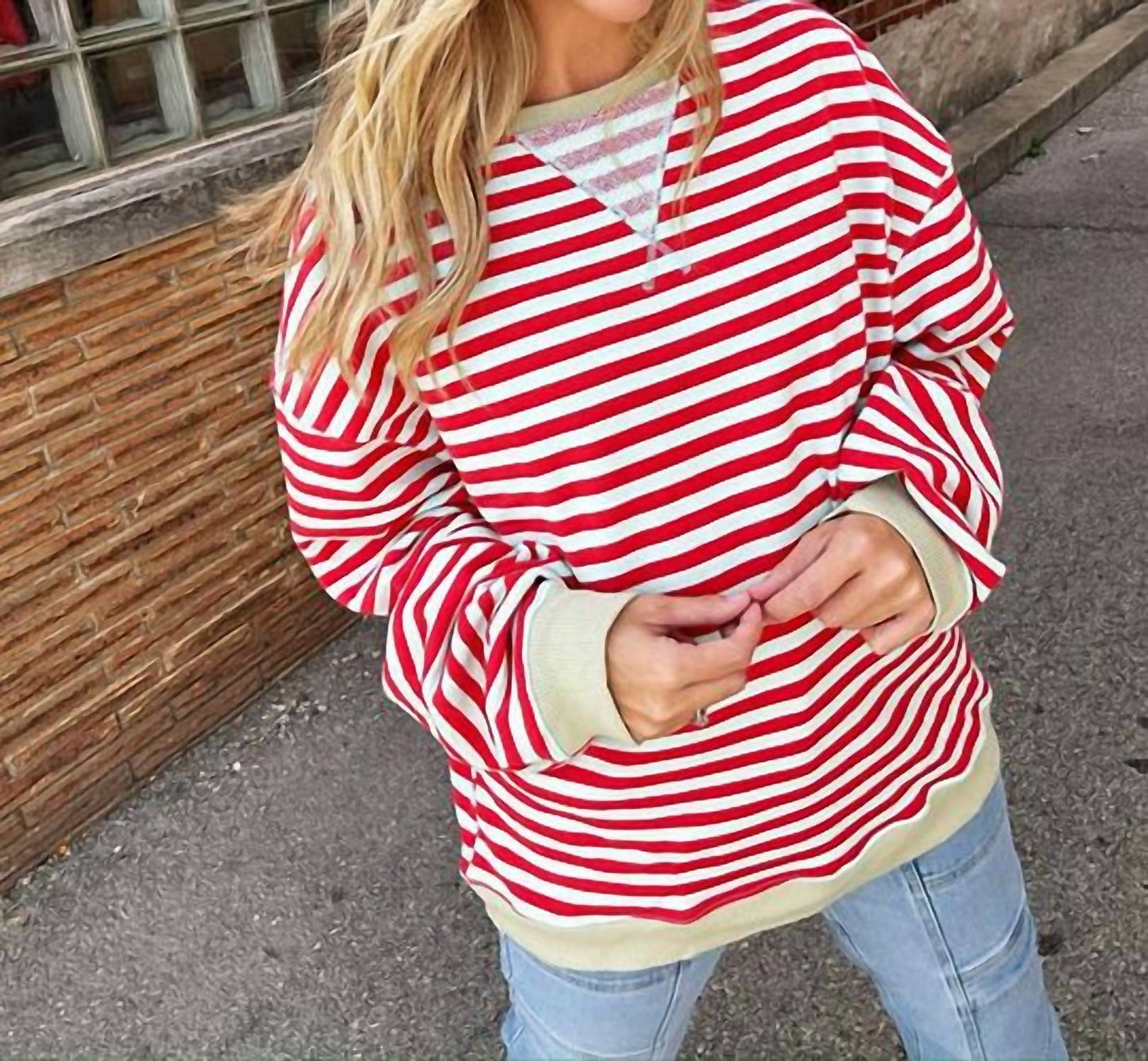 Free People - Classic Striped Oversized Crewneck
