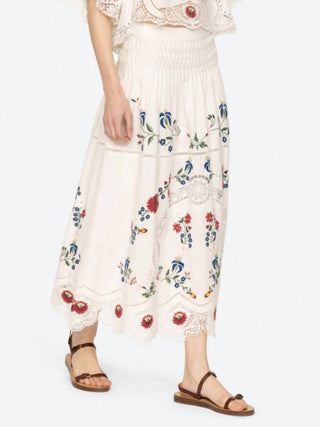 Sea - Celia Embroidery Midi Skirt