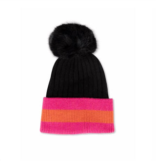 Haute Shore - KIDS Striped Hat Faux Pom Pom