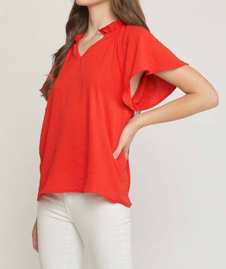 Entro - Ruffled Flutter Sleeve Blouse