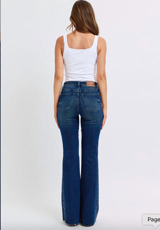 Judy Blue - Women's Rhinestone Side Panel Flare Jeans