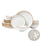 18 Piece White Ceramic Dinnerware Set with Gold Rim