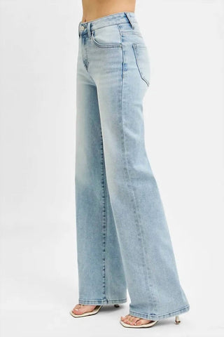 Trendsi - Women's Risen High Rise Wide Leg 90's Jeans