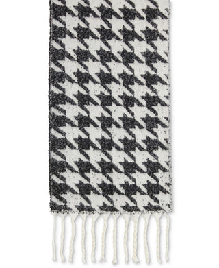 DKNY Women s Black Cream Oversized Houndstooth Blanket Wrap Scarf O/S