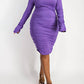 The Curve La - Plus Size All Over Shirred Mock Neck Dress