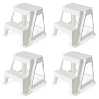 Gracious Living 16-Inch Plastic Two Step Home & Kitchen Stool, White (4 Pack)