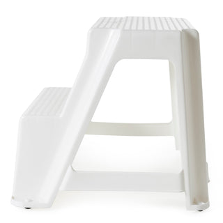 Gracious Living 16-Inch Plastic Two Step Home & Kitchen Stool, White (4 Pack)