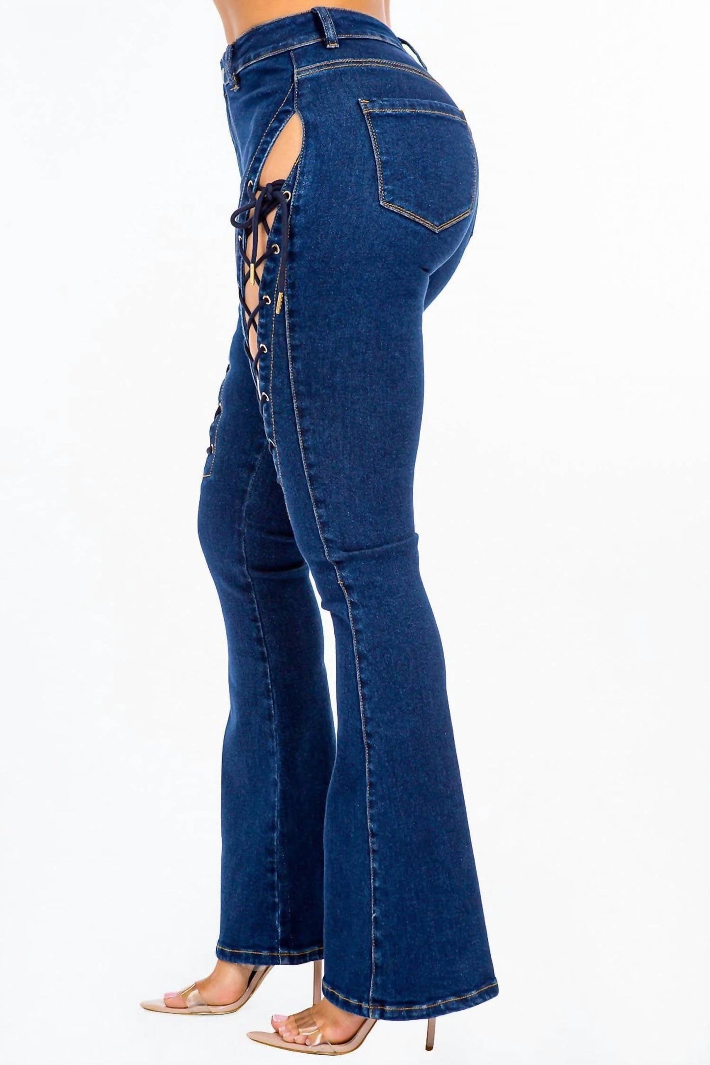 American Bazi - Chic Lace Up High Rise Denim