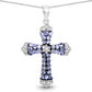 1.84 Carat Genuine Tanzanite and White Zircon .925 Sterling Silver Pendant