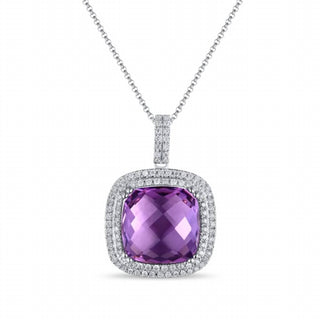 Diana M Jewels - 4.17 Cts Amethyst Double Halo Pendant