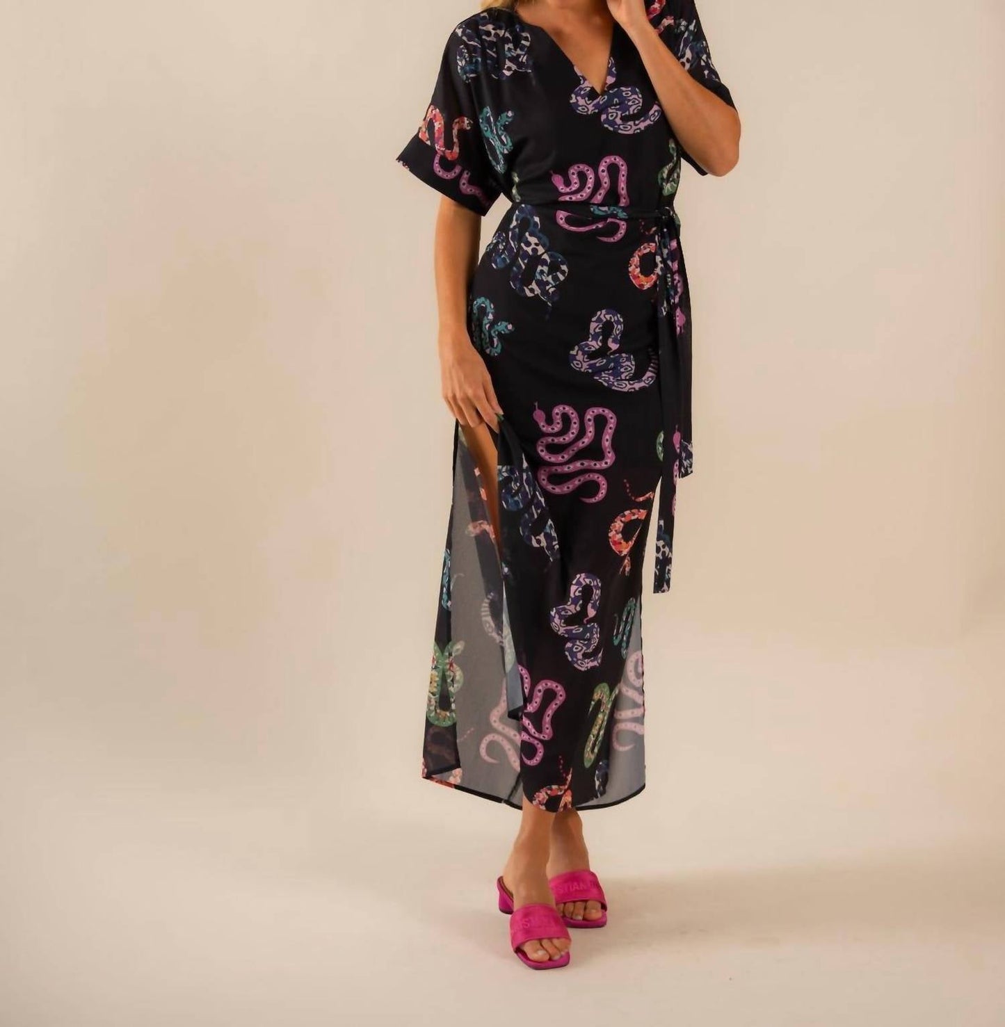Care Tucker - Beatrice All Over Snake Pattern Kaftan Dress