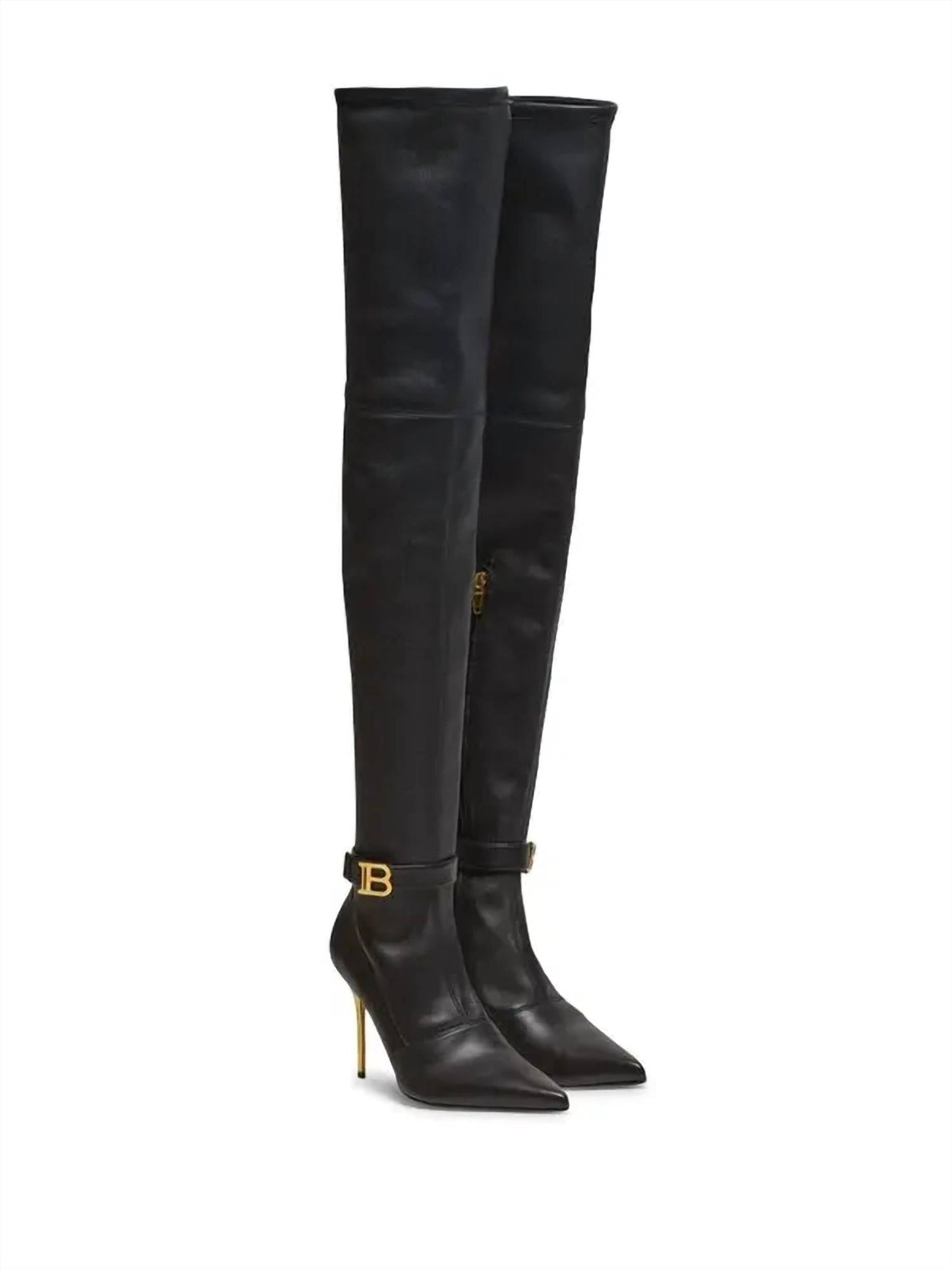 Balmain - Women's Raven 120mm Leather Over The Knee Stiletto Boots