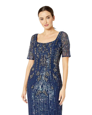 Adrianna Papell - Full Beaded Sheath Midi Party Dress