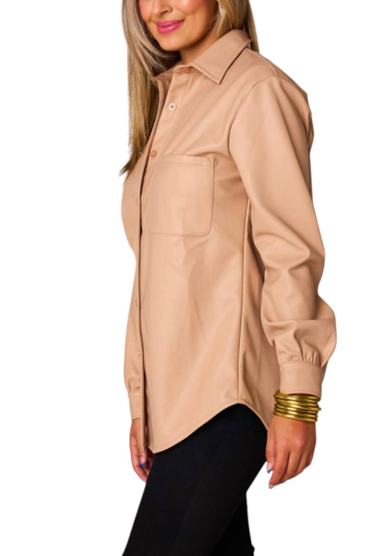 Buddylove - BRIELLE BUTTON LEATHER TOP