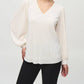 Joseph Ribkoff - V-neck Pleated Pullover Blouse