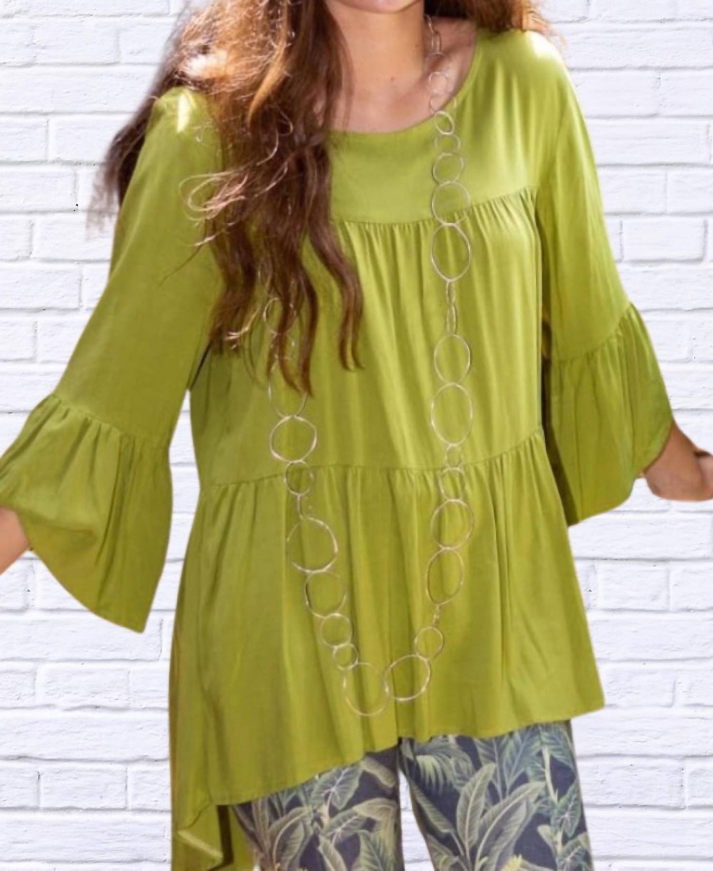 Calypso - Woven Gauged Trapeze Shirt Top